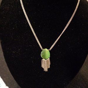 PRETTY 90S GREEN CABACHON DROP MESH SILVERTONE NEC